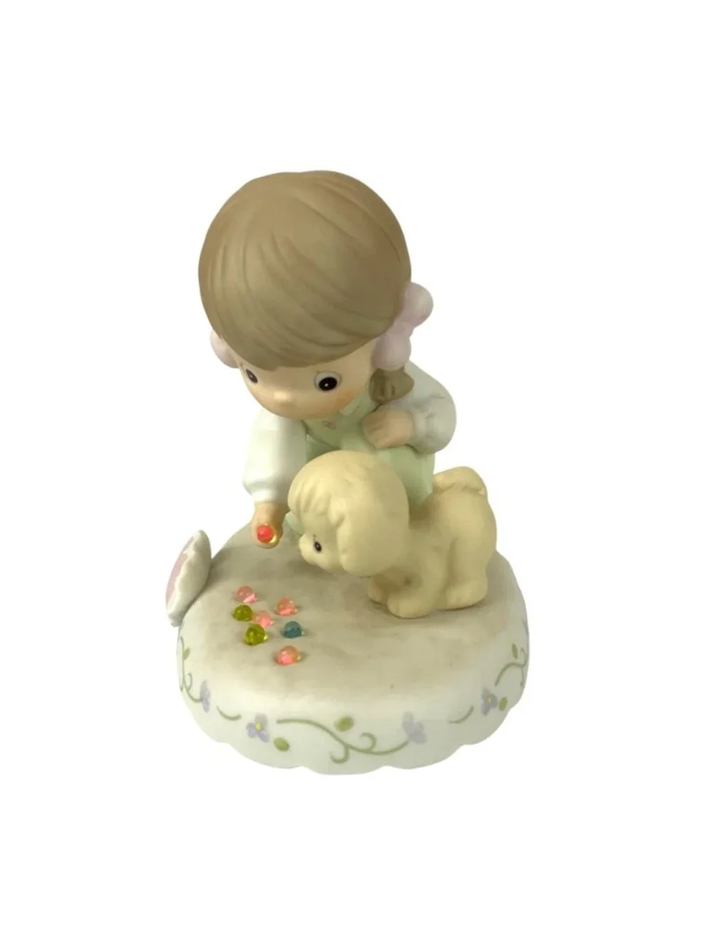 Precious Moments Growing In Grace Age 8 Brunette Girl Marbles Dog Porcelain 2001